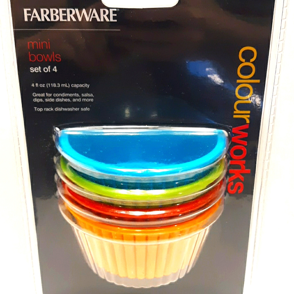 New FARBERWARE 4pc Set Mini Bowls 4 Fl.oz. each